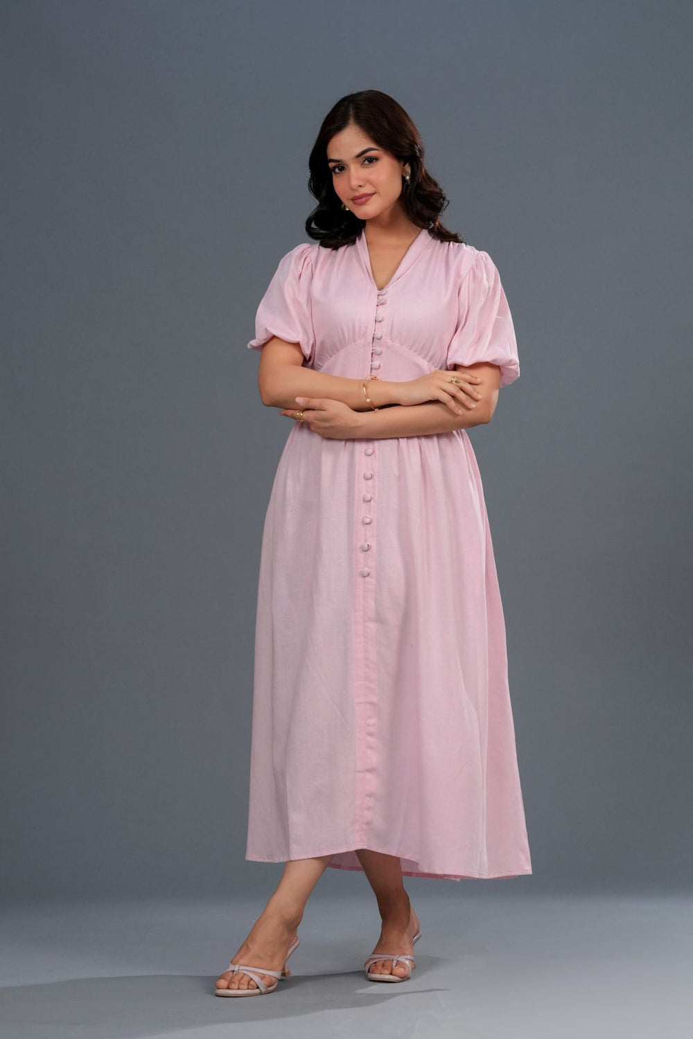Button Down Tiered Maxi Dress