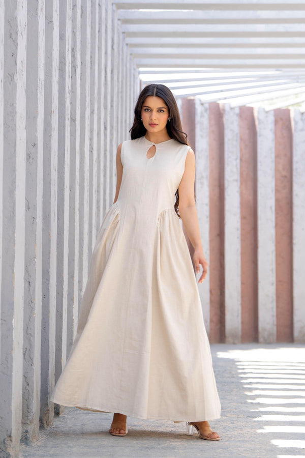 Drop Waist Keyhole Maxi Dress
