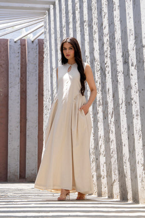 Drop Waist Keyhole Maxi Dress