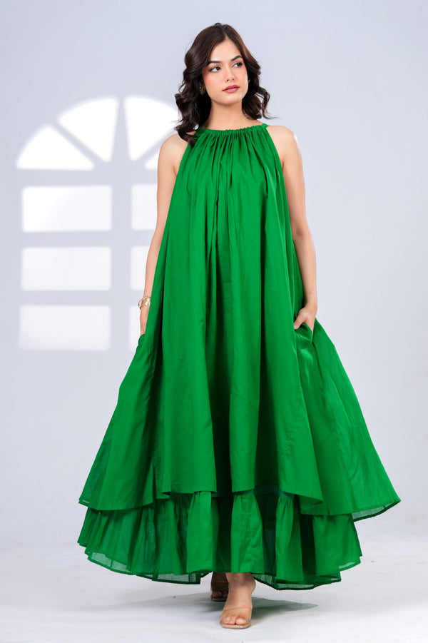 Green Halter Neck Dress