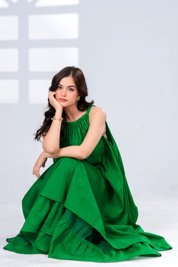 Green Halter Neck Dress