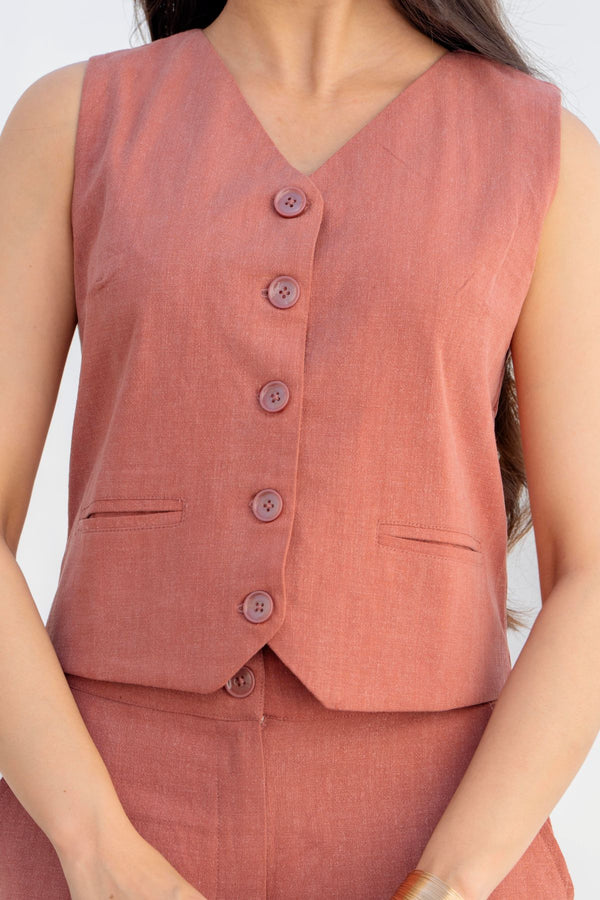 Terracotta Vest & Trouser Coordinate Set.