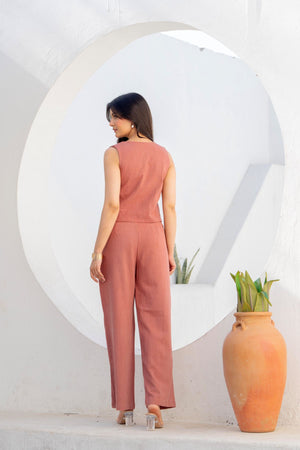 Terracotta Vest & Trouser Coordinate Set.