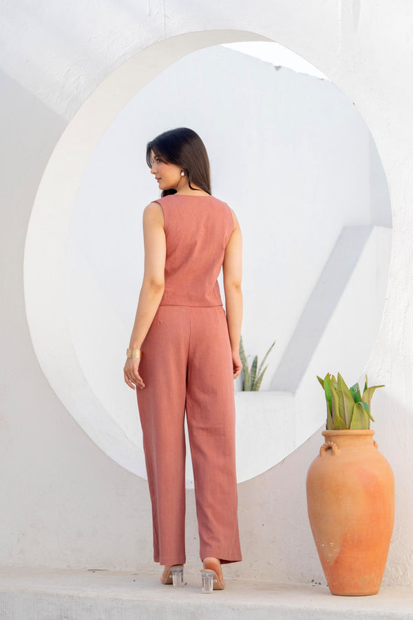 Terracotta Vest & Trouser Coordinate Set.