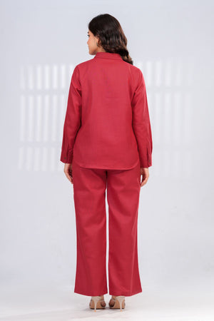 Garnet Embroidered Shirt & Trouser Set