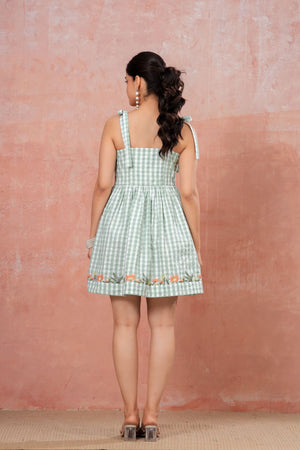 Sage Green Gingham Mini Dress