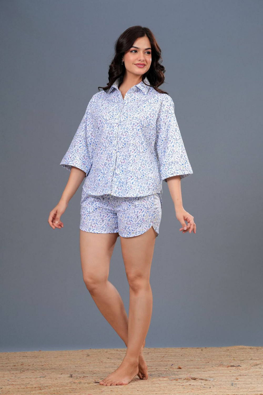 Azure Sketch Shirt & Short Set