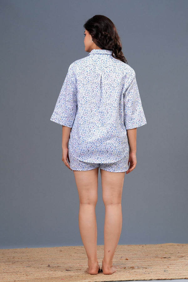 Azure Sketch Shirt & Short Set