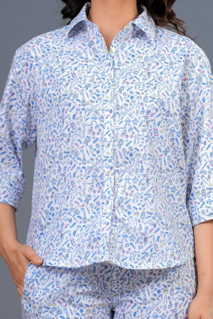 Azure Sketch Shirt & Short Set