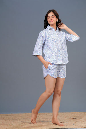 Azure Sketch Shirt & Short Set