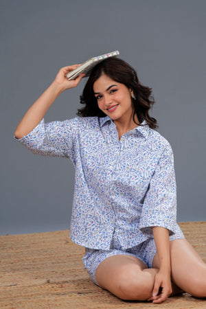 Azure Sketch Shirt & Short Set
