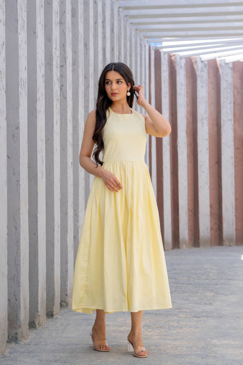 Yellow Halter Neck Dress