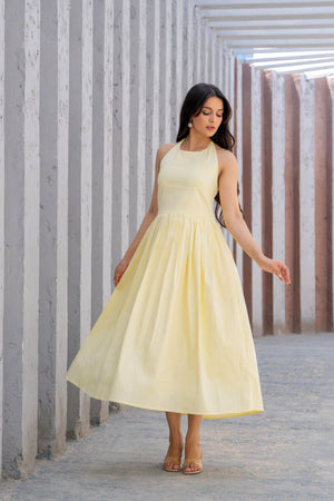 Yellow Halter Neck Dress