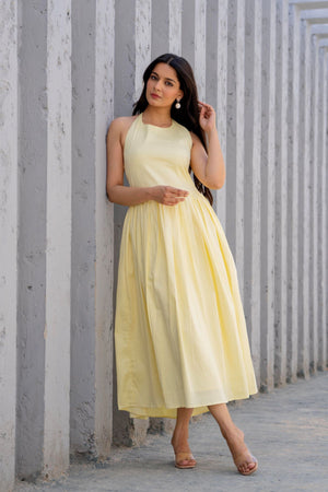 Yellow Halter Neck Dress